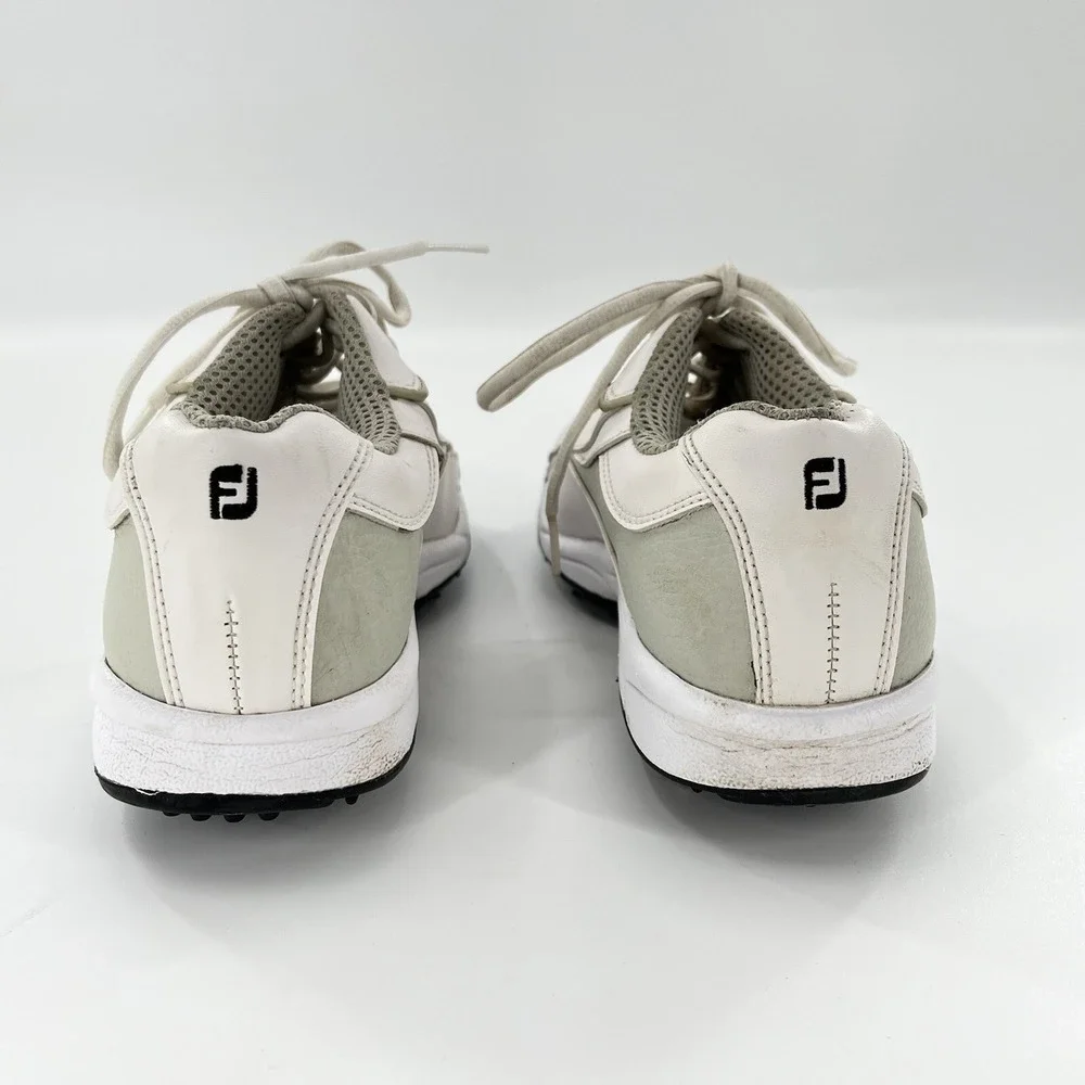 FootJoy GreenJoys Golf Shoes Womens 8.5 M Softspikes White Green Cleats Sneakers